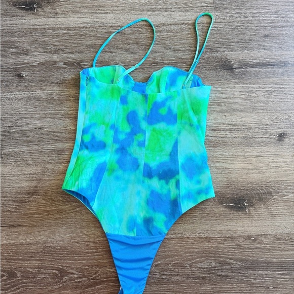 Zara Kids Blue and Green One-Piece Swimsuit - Picture 2 of 3